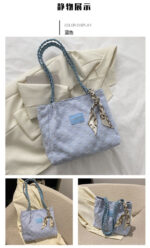 Plaid Top Handle Bag with Elegant Silk Scarf for Women :CB11