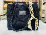 Plaid Top Handle Bag with Elegant Silk Scarf for Women :CB11
