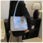 Plaid Top Handle Bag with Elegant Silk Scarf for Women :CB11