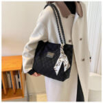 Plaid Top Handle Bag with Elegant Silk Scarf for Women :CB11