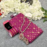 Premium Half Silk Jamdani Saree Combo Set - Purple