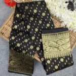 Premium Half Silk Jamdani Saree Combo Set - Black