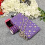 Premium Half Silk Jamdani Saree Combo Set - Lavender