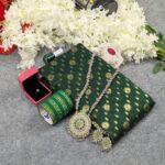 Premium Half Silk Jamdani Saree Combo Set - Green